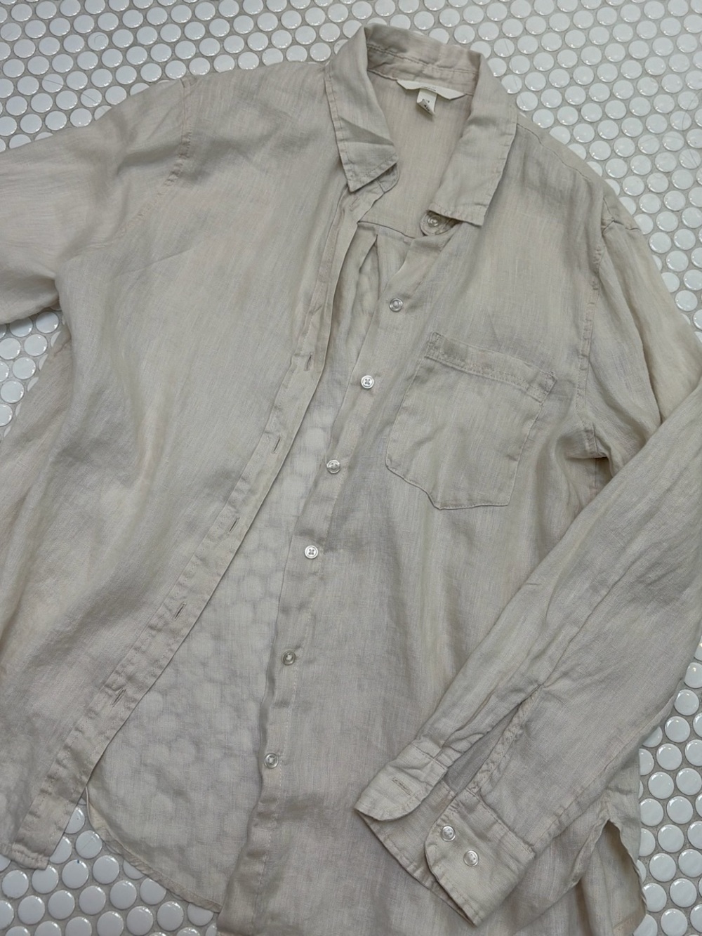 H&M Cream Linen Button-Up Shirt